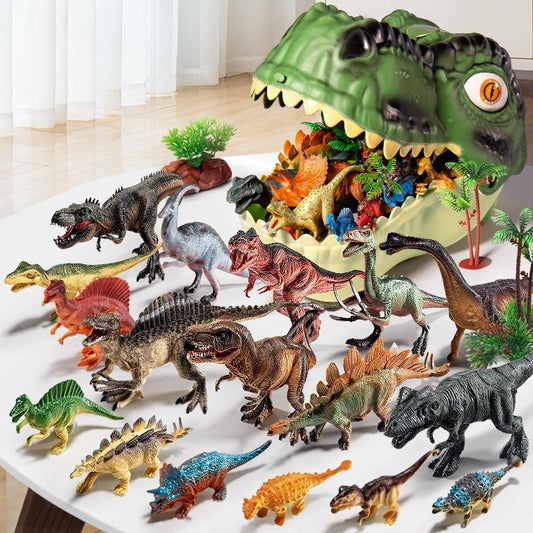 Dinosaur Toy Children's Big Tyrannosaurus Rex Triceratops Soft Glue Suit World Simulation Animal Model Hand Office