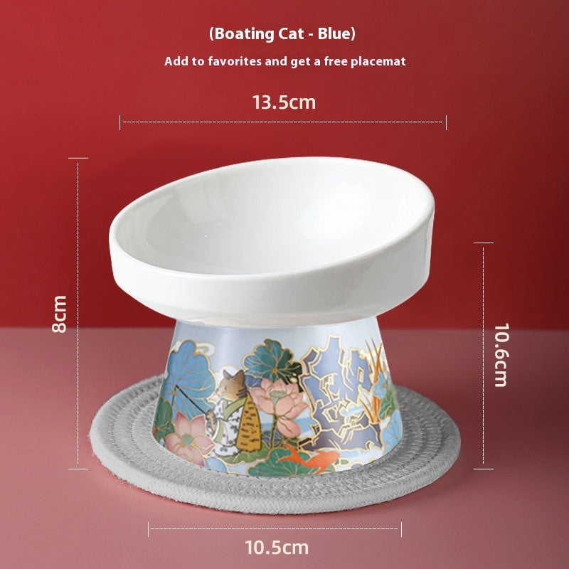 Cat Bowl Pet Ceramic High Leg