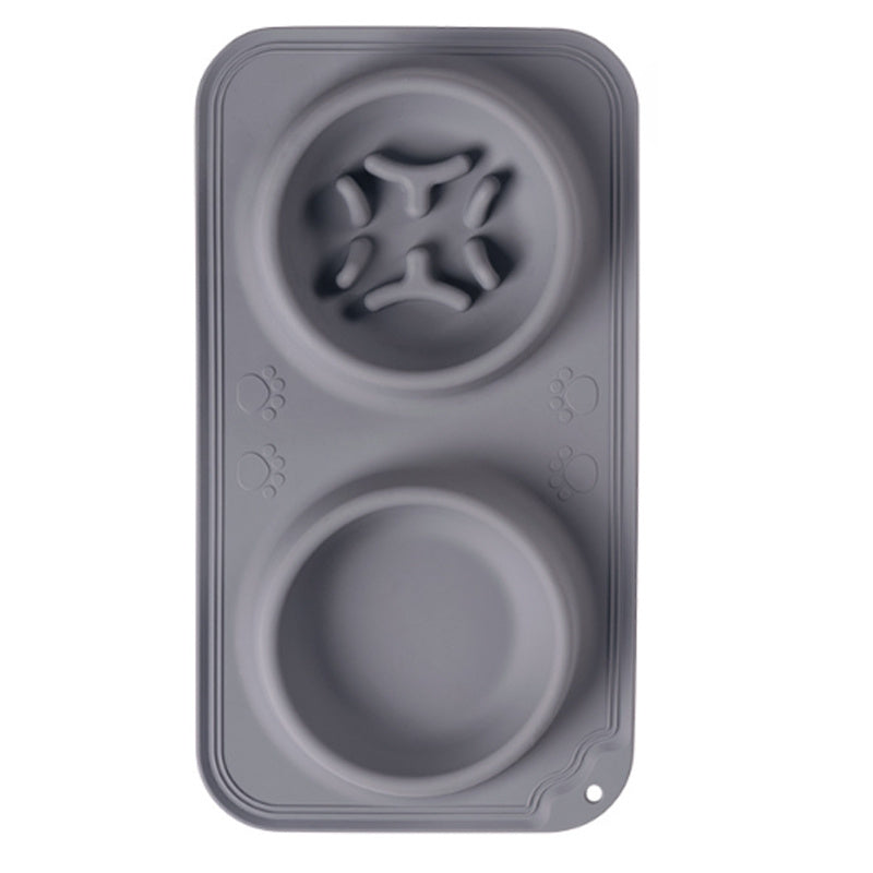 Gamelle en silicone pour animaux de compagnie, double bol pour boire et nourrir les animaux de compagnie, bol pour alimentation lente, antidérapant et anti-débordement, bol pliable de grande capacité 