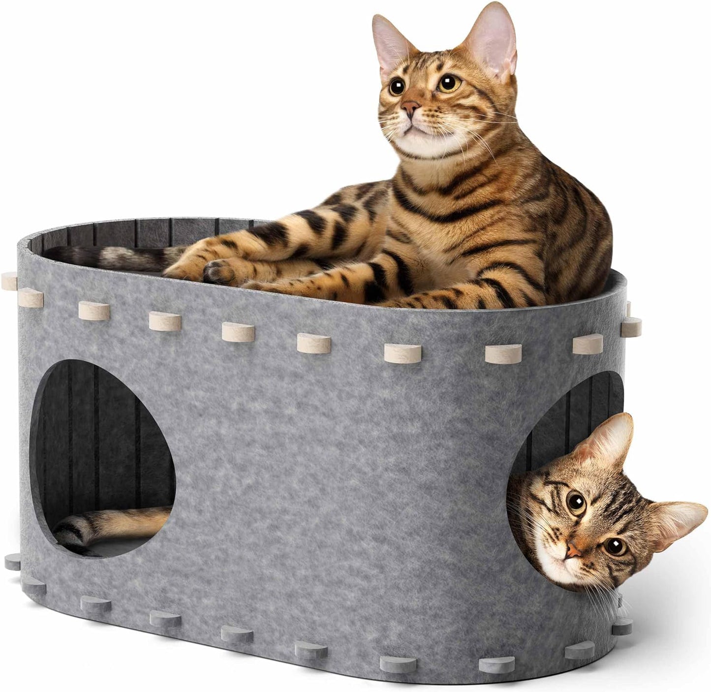 Casa para gatos de interior, cama para gatos, cueva para múltiples arañazos, cuevas para gatos Peekaboo, cama plegable con túnel para gatos 