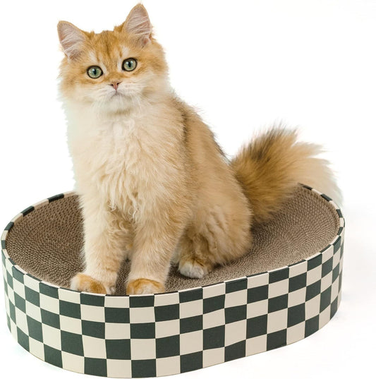 2 In 1 Cat Scratcher Cardboard  Oval Cat Scratch Pad And Bowl Nest For Indoor Cats