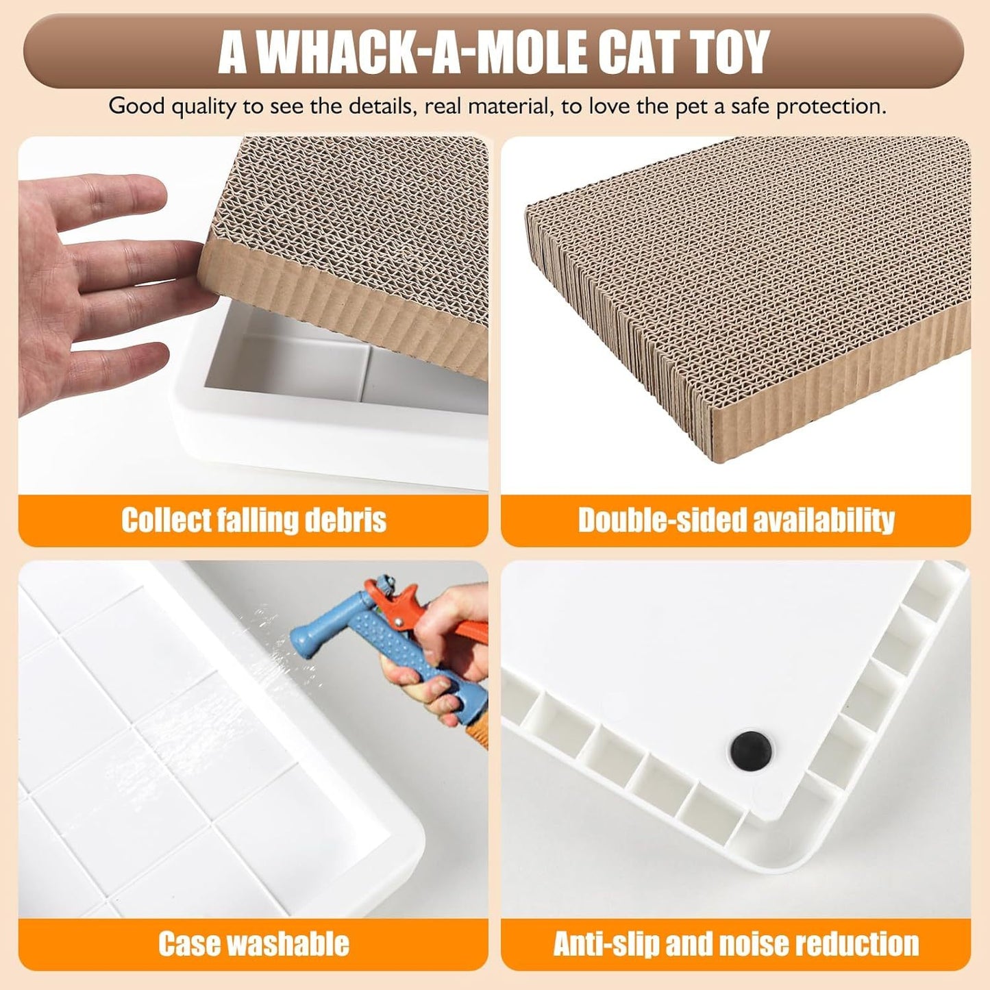 Rascador de gato interactivo Whack A Mole, rascador de cartón para gatos, tablero para rascar, almohadilla para rascar para gatos de interior, juguetes de enriquecimiento para gatos