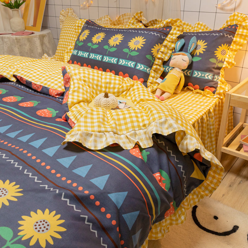 American Style Garden Style Sunflower Quilt Suit