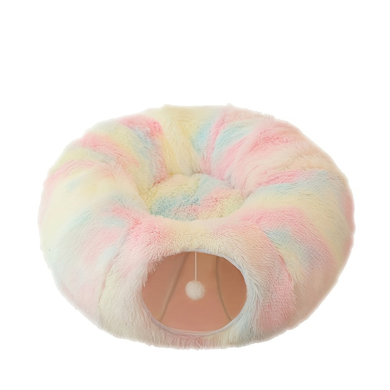 Nid de chat d'hiver Tunnel de chat rond en peluche nid d'animal de compagnie chaud pliable chenil de Tunnel de chat 