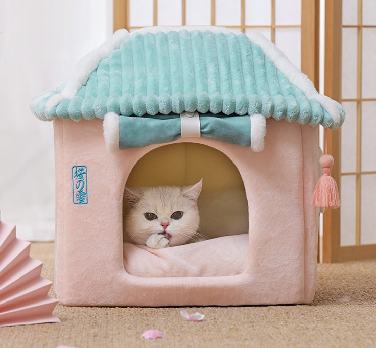 Casa para gatos, cama para gatos extraíble y lavable, suministros para mascotas, casa cerrada para gatos, Villa