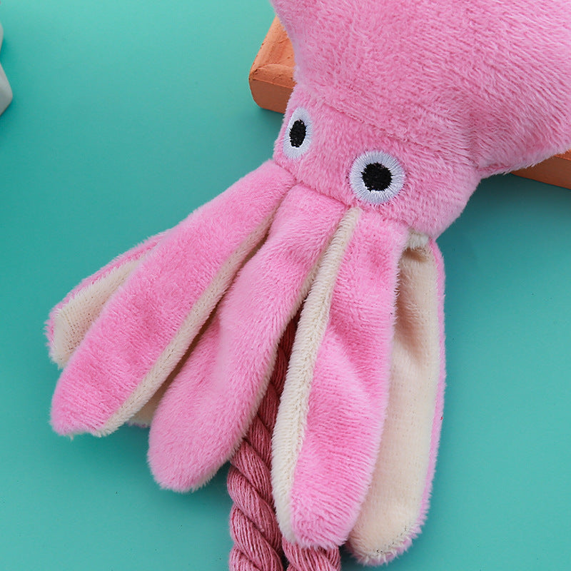 Vocal Cotton String Octopus Bite-resistant Teeth Cleaning Interactive Pet Toy