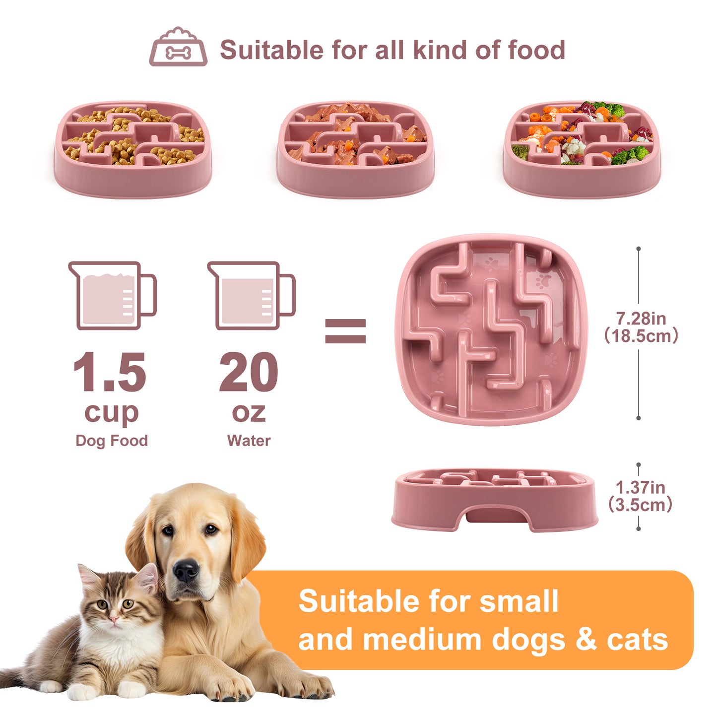 Fournitures pour animaux de compagnie Bols d'alimentation anti-étouffement pour chiens et chats Bol d'alimentation pour chiots pour ralentir l'alimentation Prévenir l'obésité Nouvelle variété de produits