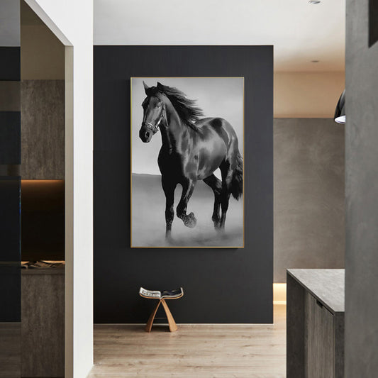 Art Canvas Animal Dark Horse Wall Art Living Room Home Decor