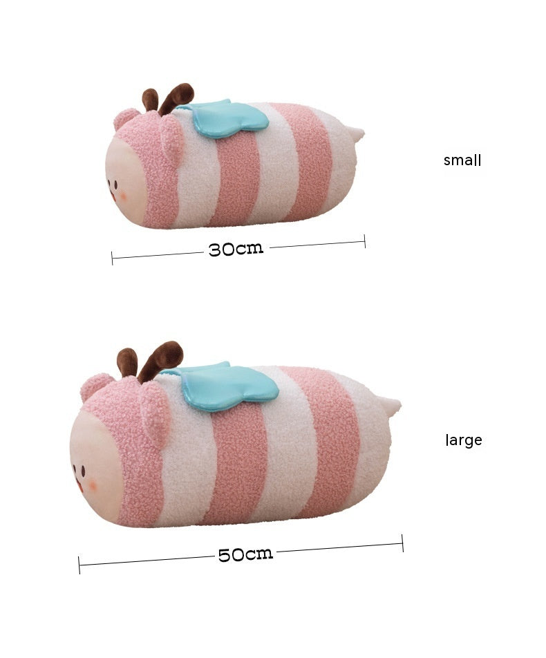 Oreiller mignon d'abeille couché figurine d'animal de dessin animé poupée papillon en peluche jouet cadeau de vacances