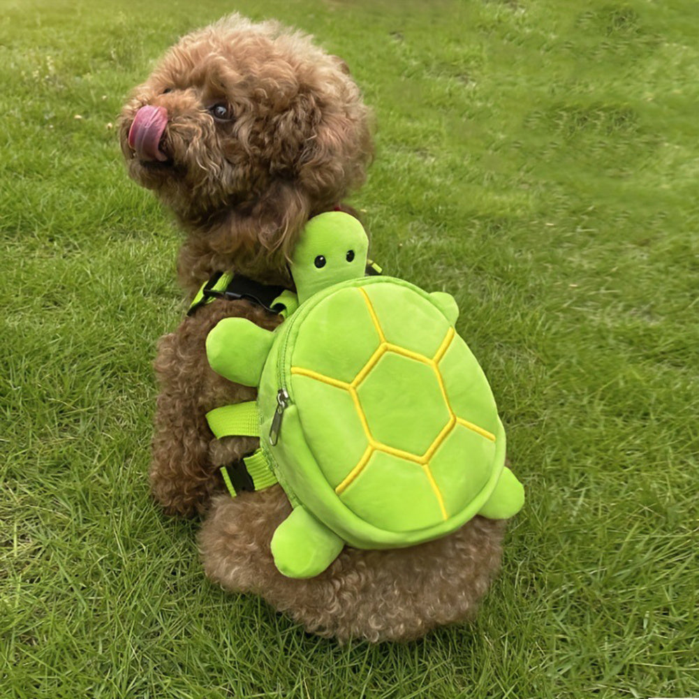 Sac à dos pour chien en forme de tortue de dessin animé, harnais anti-traction pour animaux de compagnie, gilet de transport automatique, fermeture éclair en métal, sac à dos de grande capacité, produits pour animaux de compagnie