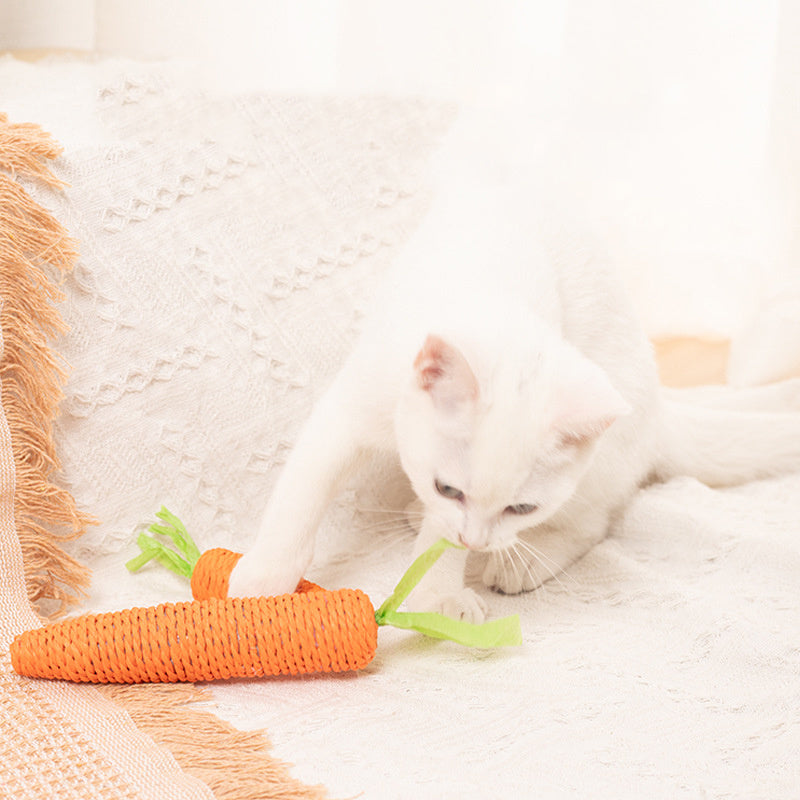 Juguetes para gatos, mordeduras de zanahoria, juguetes de papel, piedras que repican, palitos para gatos, palitos para rechinar los dientes, productos interactivos para mascotas 