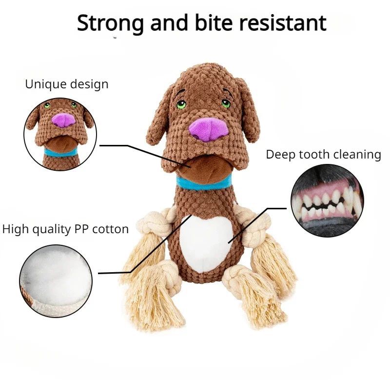 Dog Plush Vocalization Toys Bite Resistant Cotton Rope Dog Teeth Grinding Interactive Training Puppy Plaything Pets Supplies