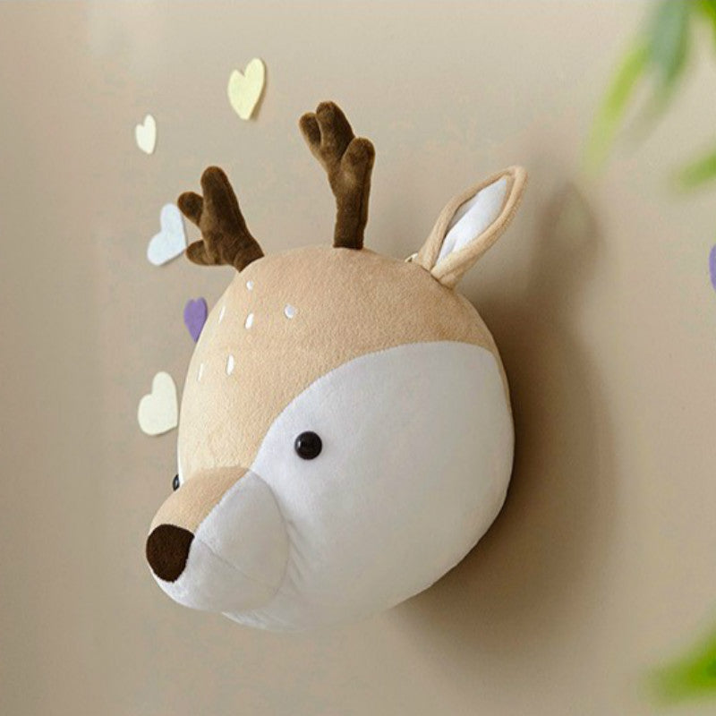 Decoración de pared con cabeza de Animal, colgante suave, adornos creativos para habitación de niños