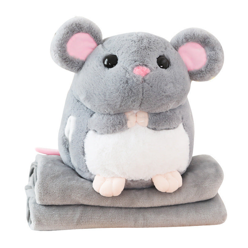 Mouse Doll Cute Sleeping Doll Pillow Plush Toy Hand Warmers Three In One Blanket Car Cushion