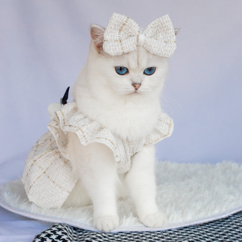 Woven Flying Shoulder Sleeve Skirt Dog Cat Pet Clothes