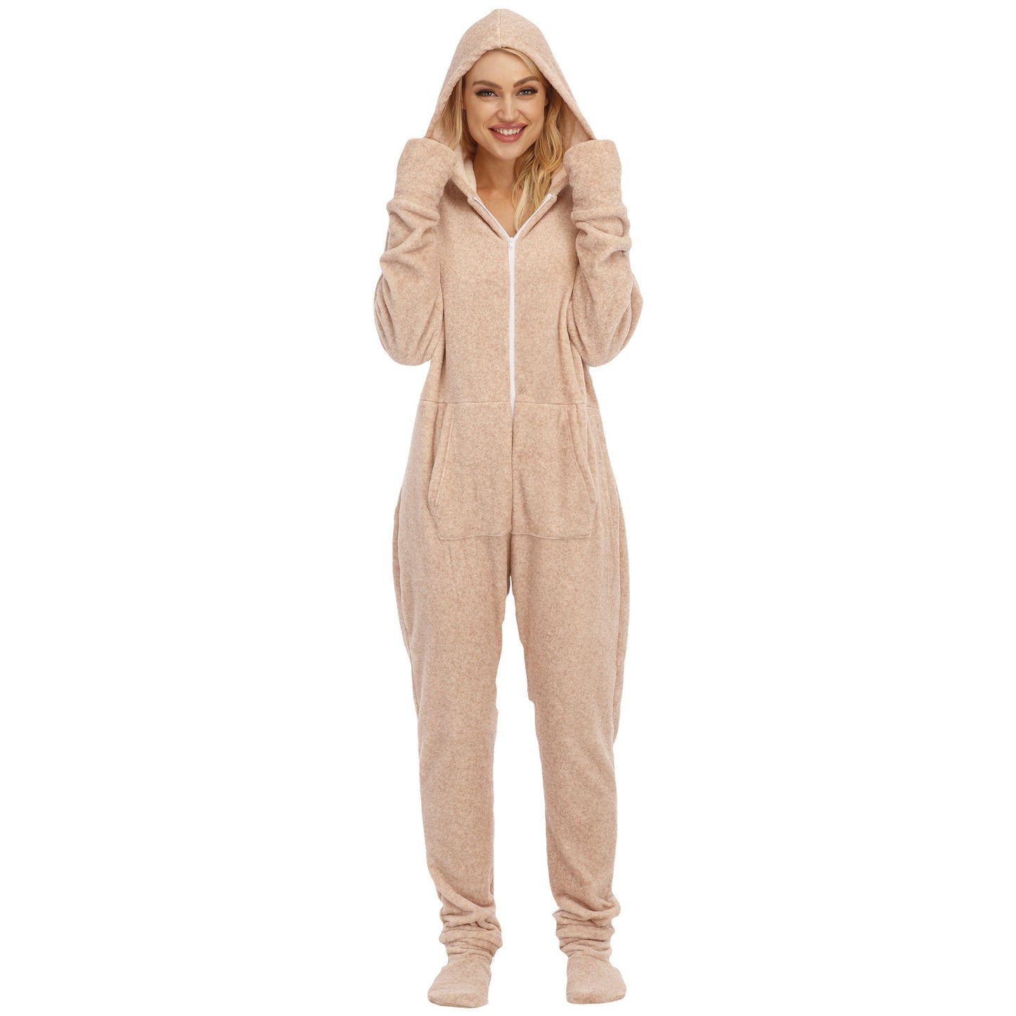 Animal Print One-piece With Foot Cover Pajamas And Home Wear