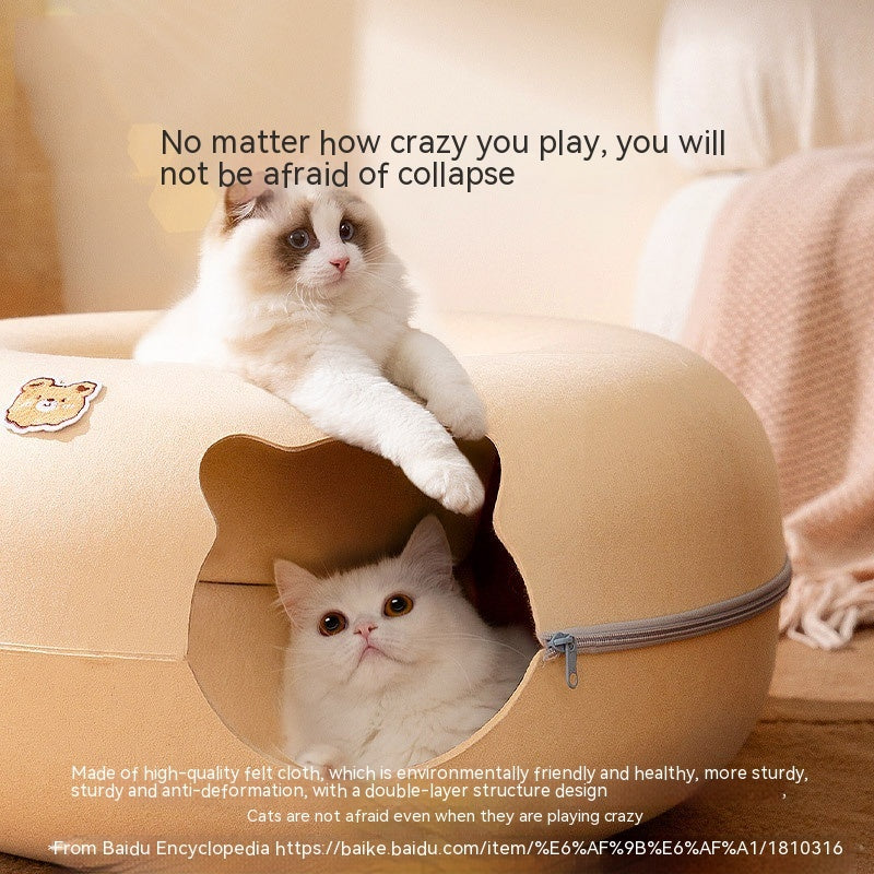 Animal-shaped Felt Zipper Cat Nest