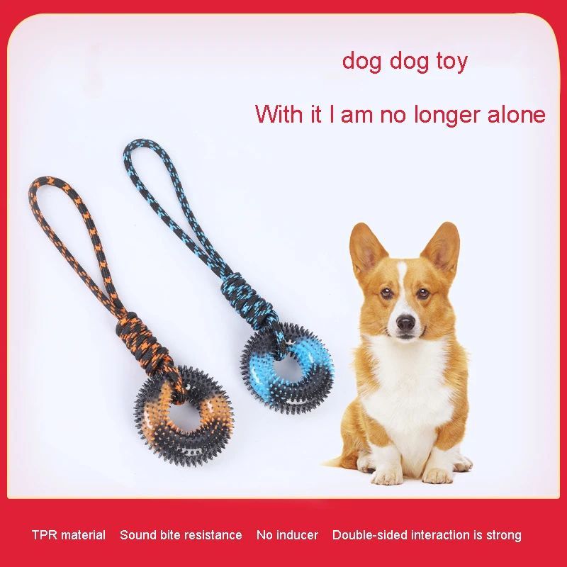 Knot Rope Dog Accessories Hand Pull Double Color Barbed Circle Molar Bite Resistance Interactive Training Pull Rope Dog Toys