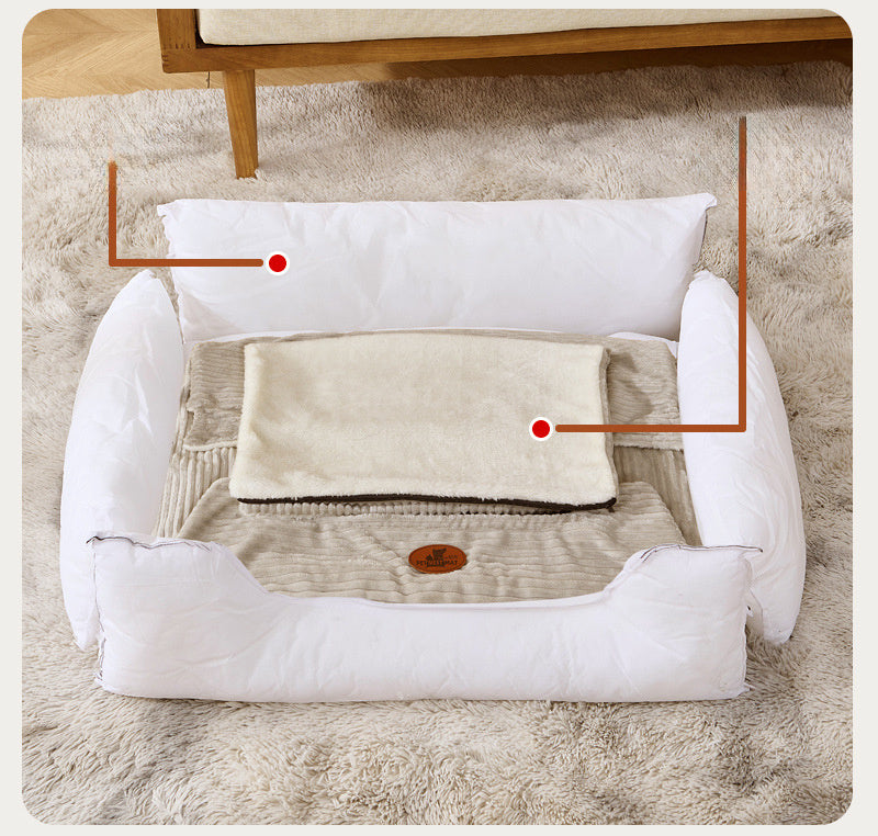 Perrera universal para las cuatro estaciones, cama extraíble y lavable para perros pequeños y medianos, sofá con cojín cálido, nido para gatos en invierno