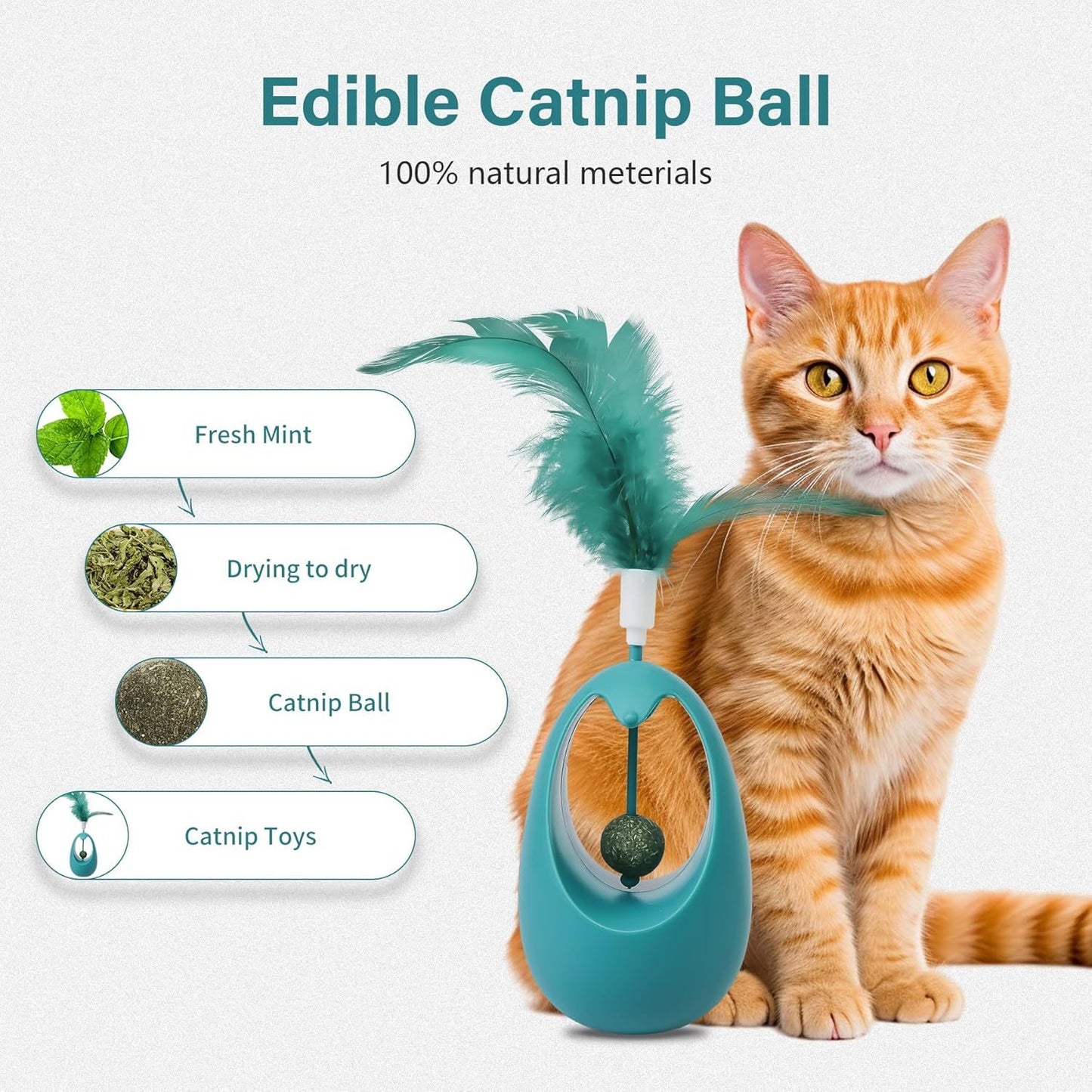 Juguetes de hierba gatera para gatos Juguete para gatos con forma de vaso y bolas de hierba gatera comestibles Juguete interactivo divertido para interiores con plumas Juguete de ejercicio para todas las razas