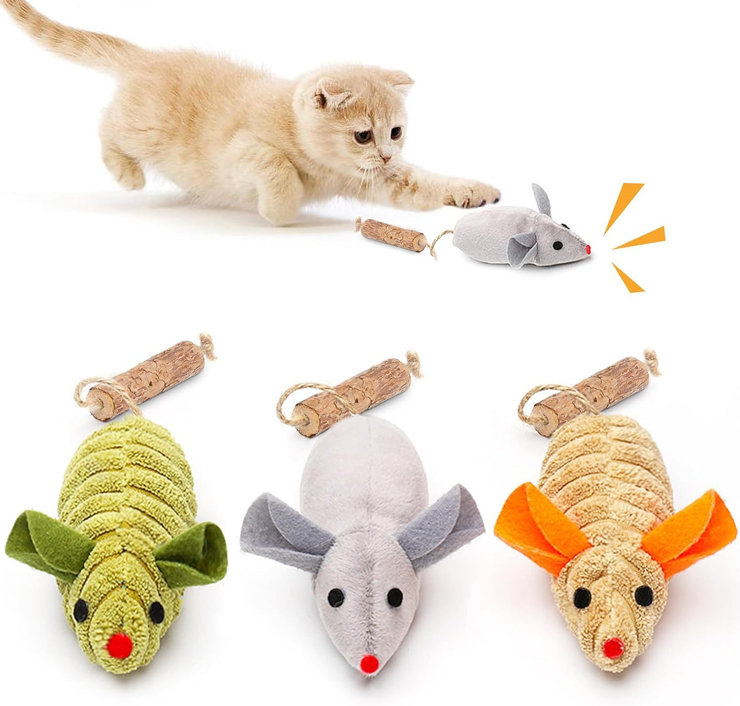 Potaroma Juguetes para gatos Ratones chirriantes Hierba gatera interactiva Silvervine Animales Juguetes para gatitos de interior Juguete para masticar gatos Juguete para ejercicios para todas las razas y especies