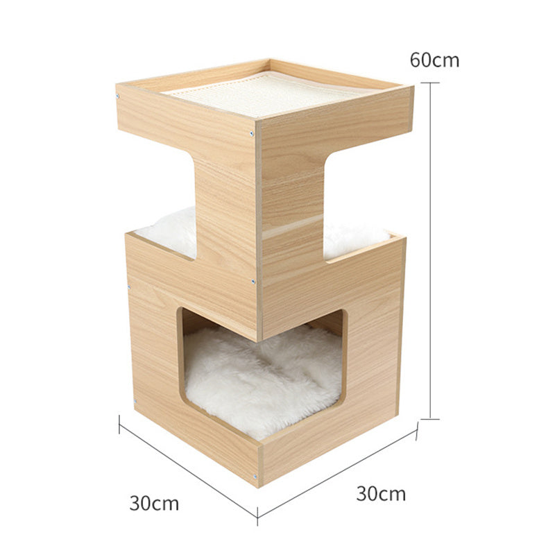 Nid pour chat en sisal avec autocollants double couche en bois massif sans trace