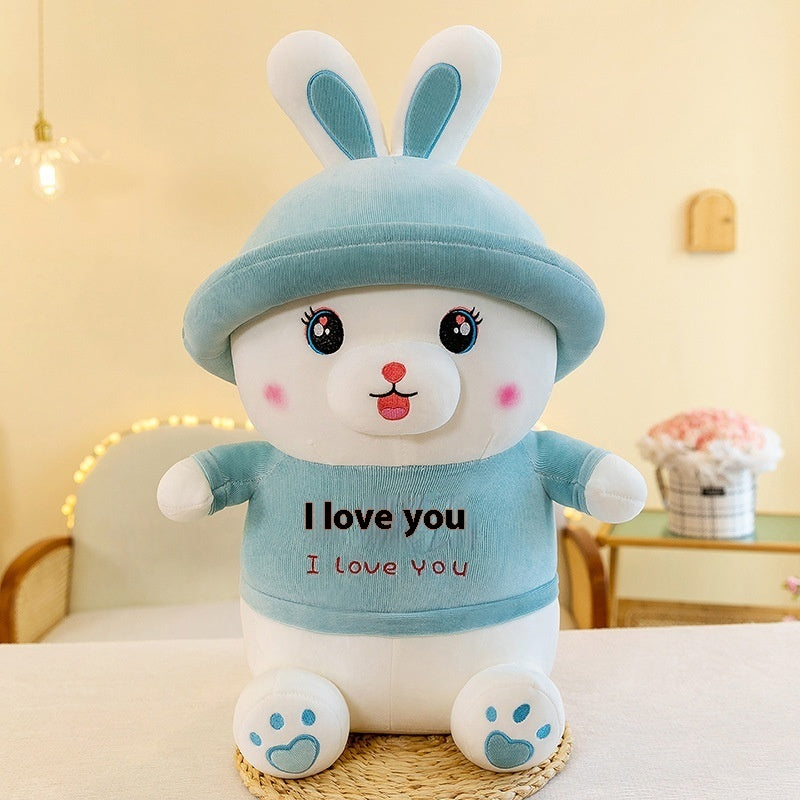 Blue Cute Little White Rabbit Plush Doll