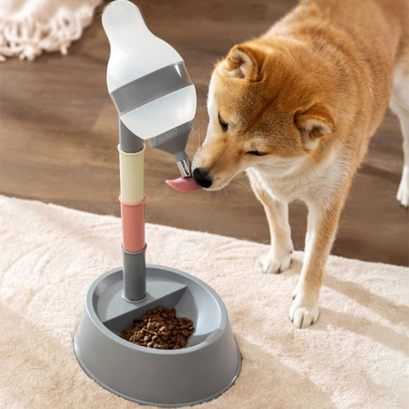 Distributeur d'eau sur pied pour animaux de compagnie, bol sur pied pour chat et chien avec poteau amovible, alimentation automatique en eau, hauteur réglable