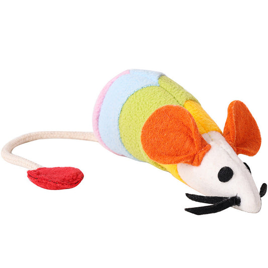 Rainbow Mouse Pet Tease Cat Plush Bite Resistant Toy