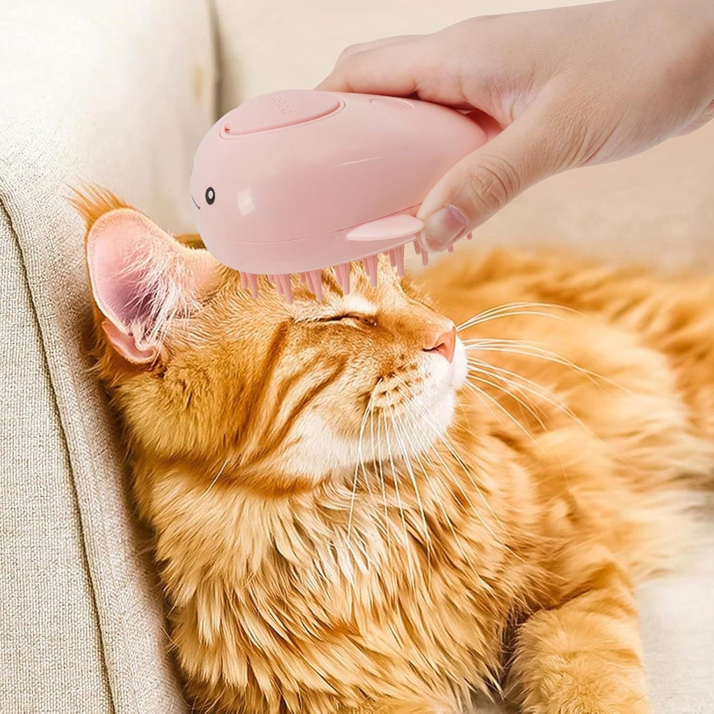 Whale Cat Steam Brush-3 In 1 Steamy Cat Brush, Rechargeable Steamy Pet Brush Self Cleaning Cat Groom Brush Silicone Spray Cat Steamer Brush For Massage, Pet Hair Removal Comb For Cats Dog