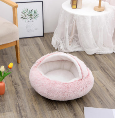 Cama 2 en 1 para perros y gatos, cama de invierno para mascotas, cama redonda de felpa cálida, cama suave y larga para mascotas