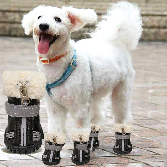 Cachorro impermeable cálido con botas de nieve de invierno antideslizantes y resistentes al desgaste de terciopelo