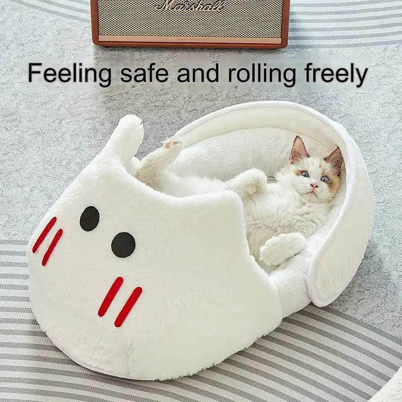 Cama portátil de felpa para gatos, colchón para mascotas, cálida, suave y cómoda, saco de dormir, camas nido para gatos y perros, accesorios para mascotas