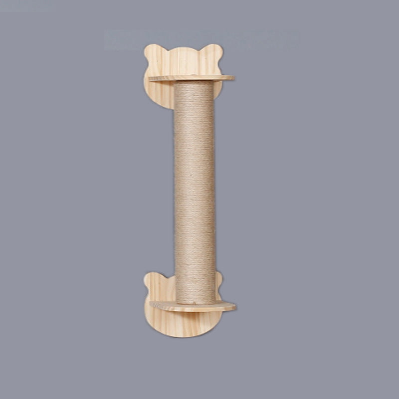 Solid Wood Wall Mounted Sisal Pole Cat Toy Platform Grabbing Board Grinding Grabbing