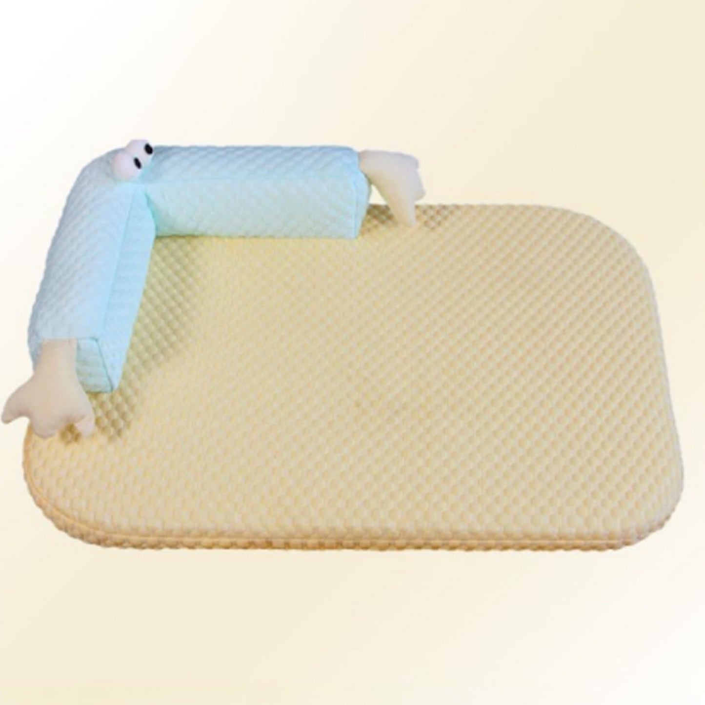 Lit rafraîchissant pour animaux de compagnie avec motif de monstre aux grands yeux Coussin de canapé en polyester antidérapant respirant pour chiens et chats Tapis de couchage d'été pour la maison et l'extérieur 