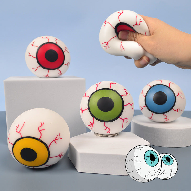 Juguete antiestrés con forma de pelota para apretar con ojos de terror