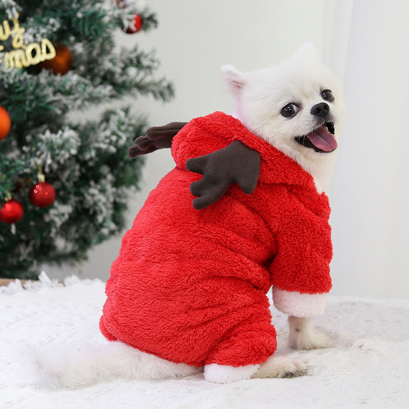 Autumn And Winter Christmas Four Legs Thick Fleece Warm Dog Coat