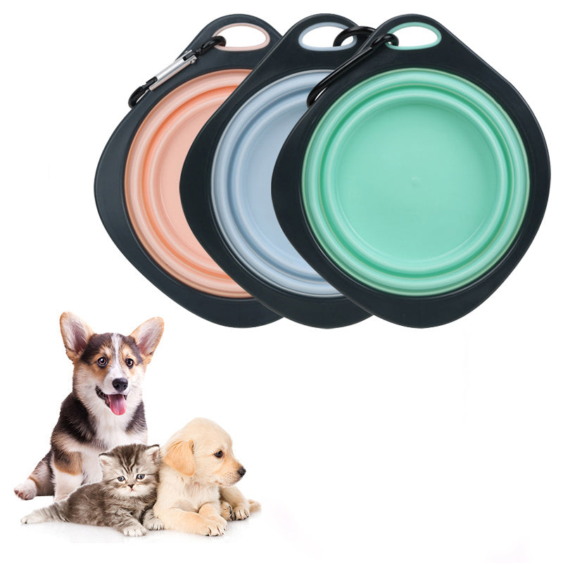 Candy Color Dog Folding Bowl Outdoor Travel Pet Feeding Food And Portable Drinking Water Cup For Puppy Small Large Animal Cats