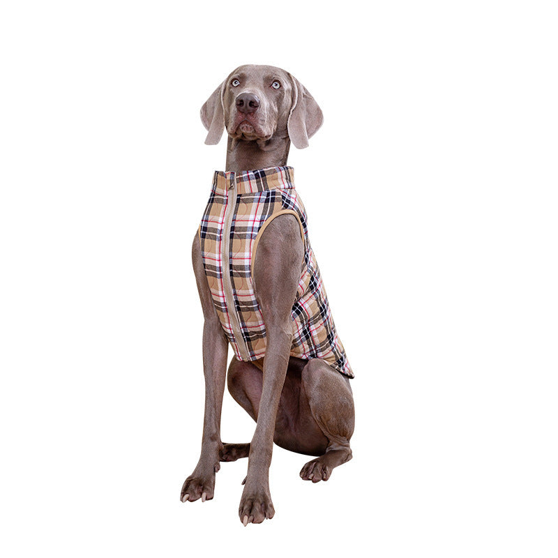 Ropa de invierno para perros, ropa para mascotas de algodón pesado, chaqueta a cuadros con cremallera, chaqueta, suministros para mascotas