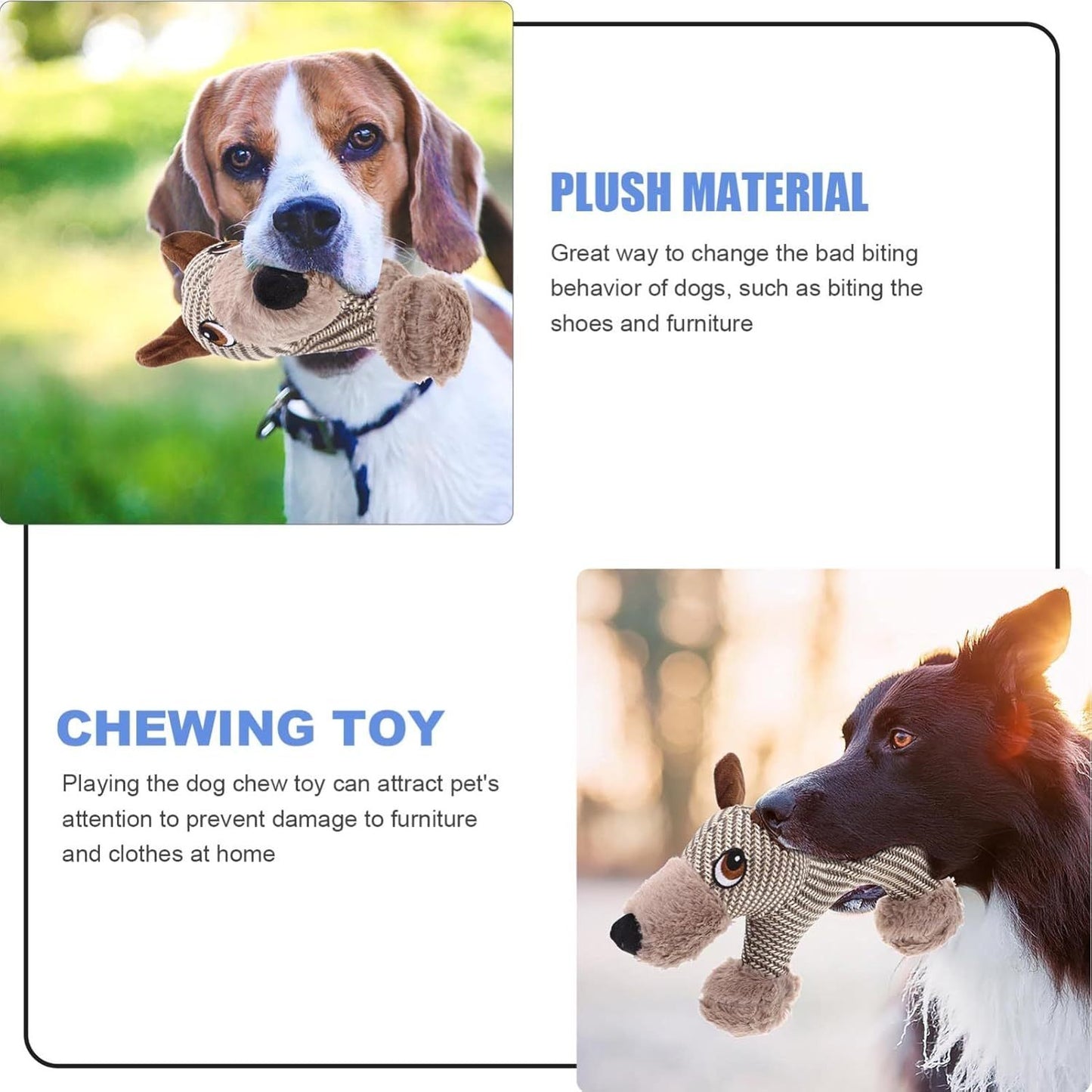 Juguetes chirriantes para perros grandes, peluche de perro, juguete interactivo para perros, juguete masticable de peluche para perros, juguetes estimulantes para mascotas con chirridos para perros medianos y grandes, cachorros