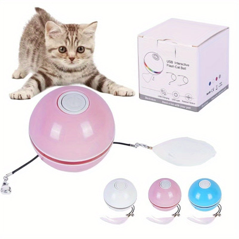 Jouet électrique pour chat, balle à LED, plume, taquine, balle pour chat, bâton pour chat, rechargeable par USB, fournitures pour chat 