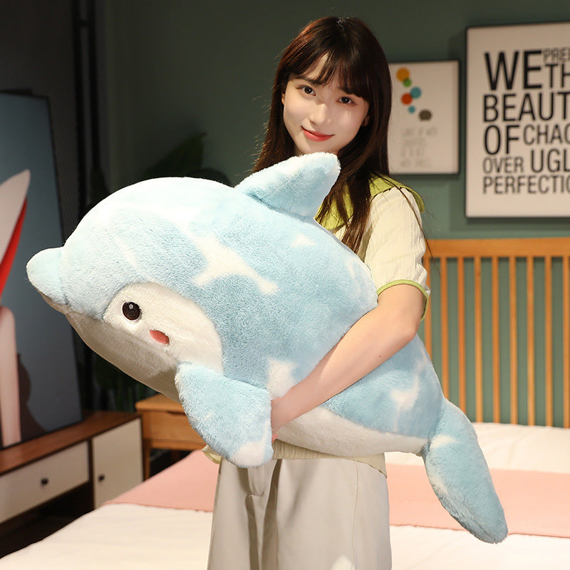 Cute Starry Sky Dolphin Doll Plush Toys Girl Bed Sleep Companion Throw Pillow