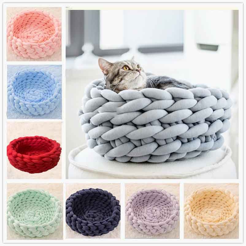 Cojín para casa de gatos, suave, largo, de felpa, cálido, para mascotas, bonito canasto para dormir para gatos, cama redonda, esponjosa y cómoda al tacto, productos para mascotas