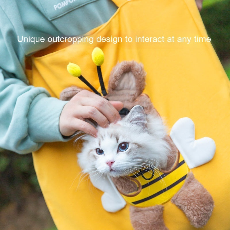 Sac à bandoulière en toile avec tête ouverte et couche-culotte mignonne pour chat