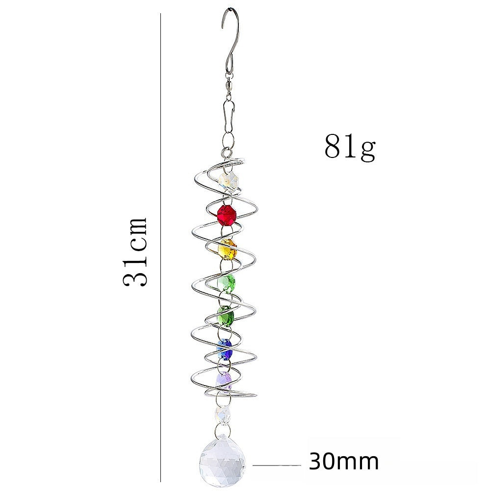 Spiral Tail Wind Rotating Crystal Ball Eternal Power Wind Clock Rainbow Manufacturing Garden Hanging Decorations