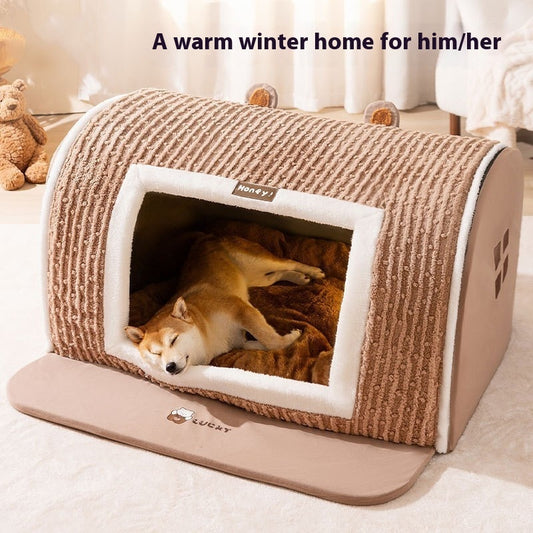 Autumn And Winter Small Dog Three-dimensional Bear Arc Pet Bed