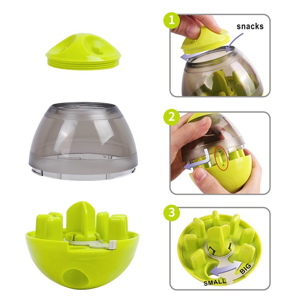 Vaso de bolas de comida para perros, dispensador de alimentador para cachorros y mascotas, tazón de juguete, comida para fugas, alimentador de vaso para mascotas interactivo, tazón dispensador automático de alimentos, bolas interactivas