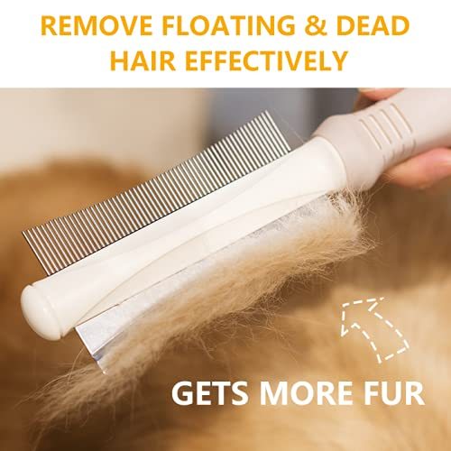 Brosse de toilettage 2 en 1 pour chien et chat - Peigne de toilettage professionnel double face pour poils courts, moyens ou longs - Élimine efficacement les poils morts flottants