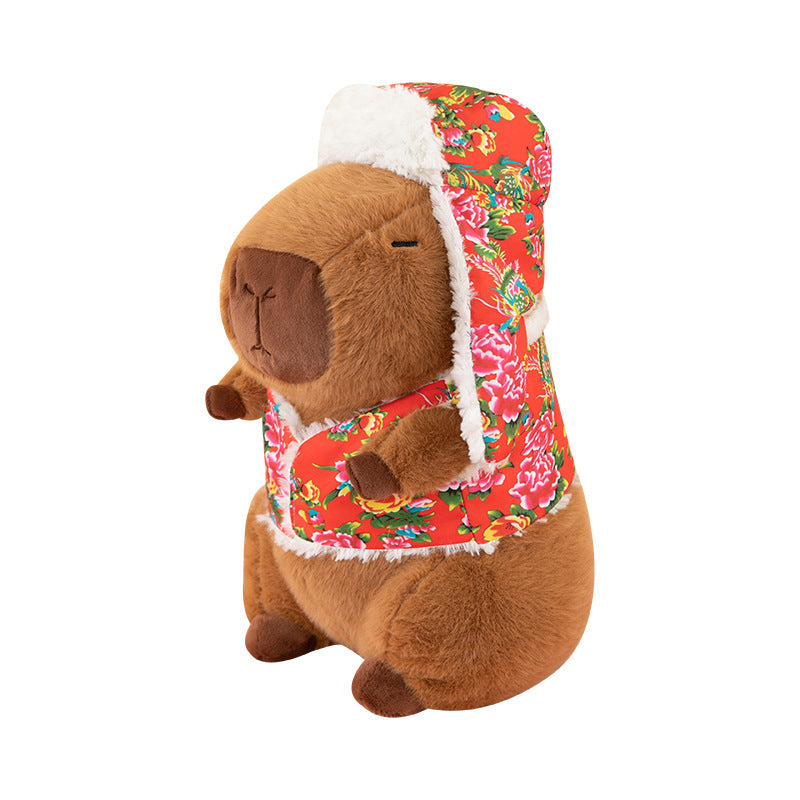 Peluche Capybara Kappibara à grosses fleurs du Nord-Est