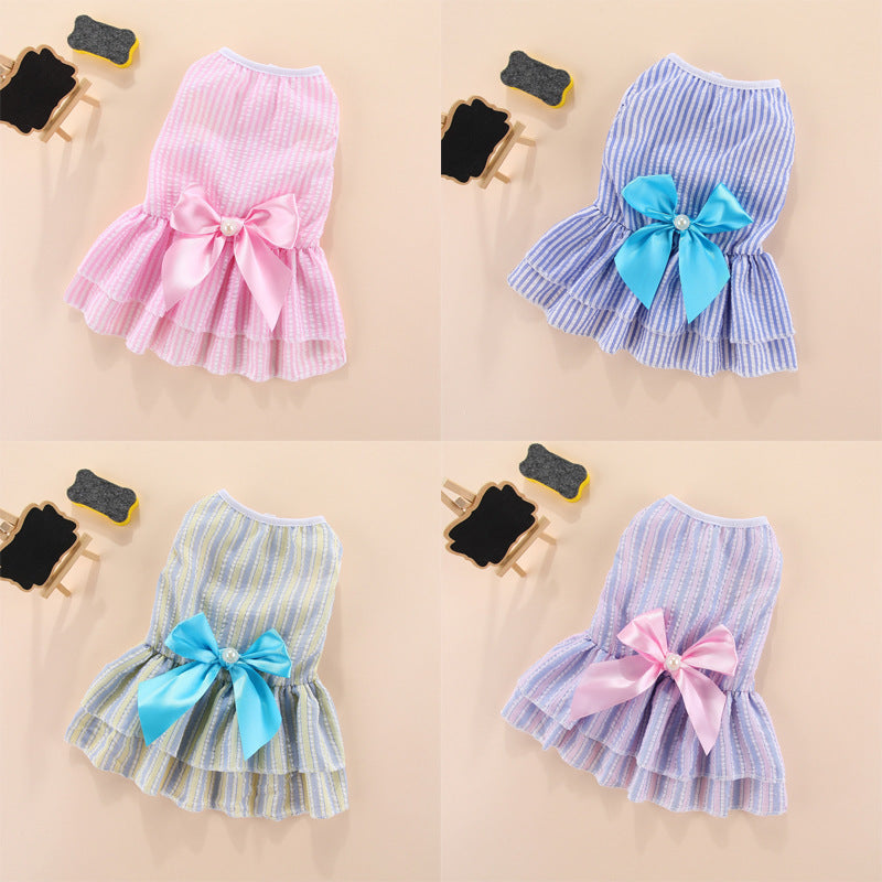 Vertical Striped Butterfly Skirt Pet Cat Dog